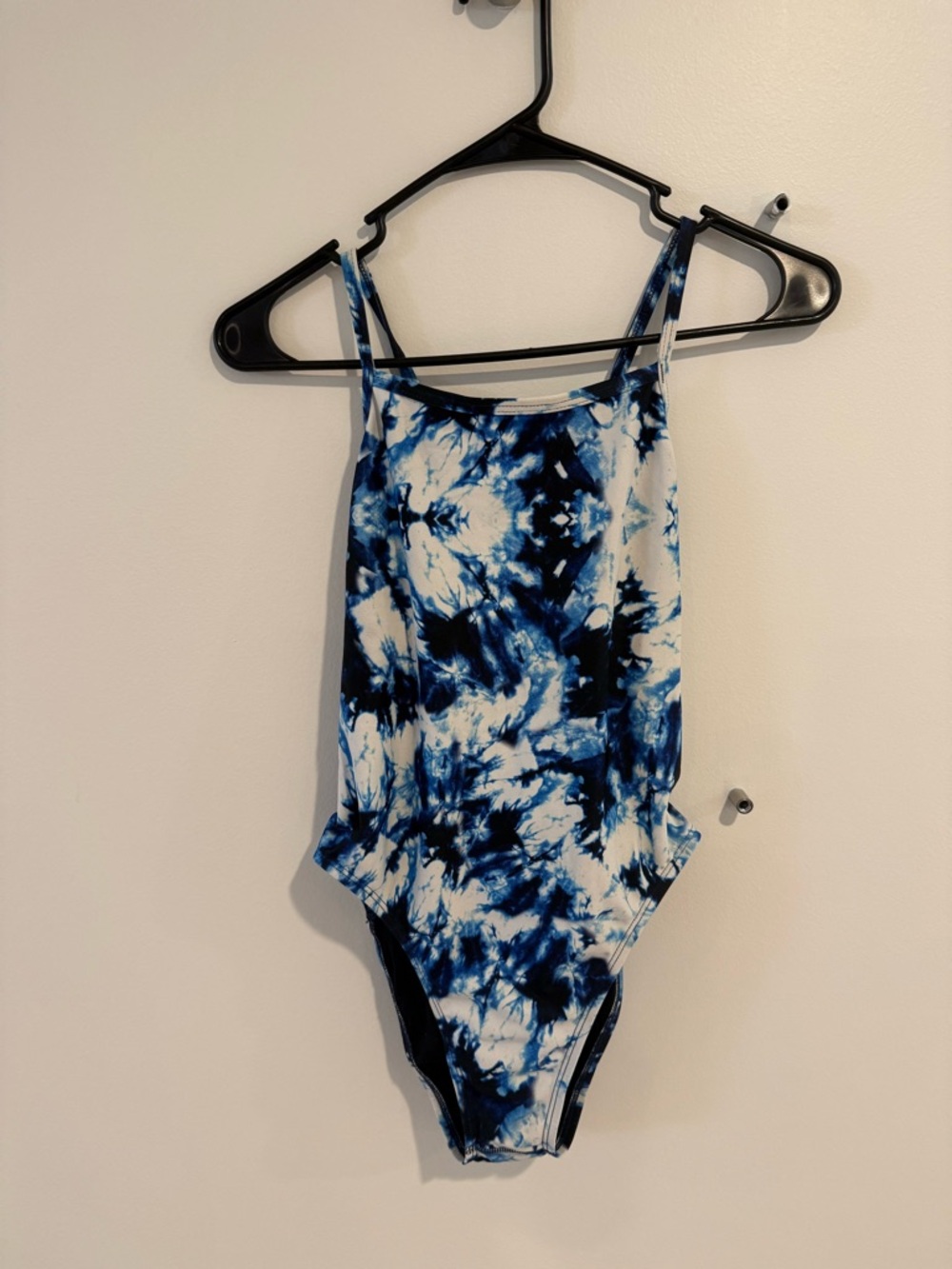 Jolyn Clothing Black Swimsuit with Blue Tie-Dye Trim